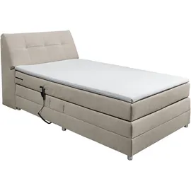 ed exciting design Boxspringbett ED EXCITING DESIGN "Toulouse", beige, B:122cm L:236cm, Komplettbetten, Boxspringbett, inkl. Motor, inkl. Stauraum im Kopfteil