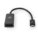 Nedis CCGB64353BK02 - Adapter USB Typ-C DisplayPort Buchse 8k60hz 020 m Rund Vernickelt Pvc Schwarz