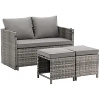 Juskys 2in1 Polyrattan Gartenmöbel Jamaika 4-tlg. grau