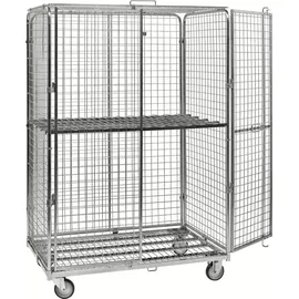 Kongamek Sicherheitscontainer 1200x800x1870mm verzinkt mit Gitterboden, 4 Gitterwänden, Tür ohne Bremse