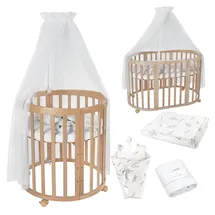 Waldin Babybett OWAL Kinderbett 7in1 mit Matratze, mitwachsendes Kinder-Bett