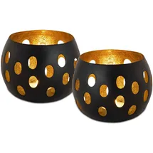 amagohome Kerzenhalter Set 2-teilig Kugelform Metall Schwarz