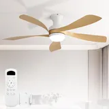 Sofucor Deckenventilator mit Beleuchtung,132cm Deckenventilator mit Licht und Fernbedienung, DC,3 Farbtemperatur, Timer, 6 Geschwindigkeiten,Leise Deckenventilator für Schlafzimmer Wohnzimmer