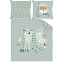 Herding babybest Wiegenbettwäsche, Nordic Forest, Kopfkissenbezug 35 x 40 cm, Bettbezug 80 x 80 cm, Mit Hoteleinschlag, 100% Baumwolle