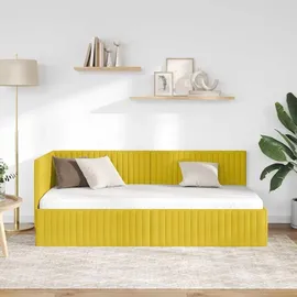 vidaXL Eckbettgestell mit Kopfteil Gelb 90 x 200 cm Samt - Gelb