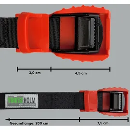 Baumarktplus Spanngurt 2 m x 2,5 cm 500 kg mit Klemmschloss und Gummischutzkappe