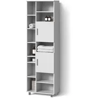 Livinity® Badschrank, Weiß, Weiß, 14 Fächer, Rechteckig, 60x190x30 cm,