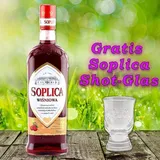 (EUR 19,98/L) Soplica Glas & Soplica Kirsche Likör Wisniowa 28%vol. 500ml 1 Glas