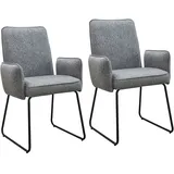 Svita ALBA 2er Set Esszimmerstühle Armlehnstuhl Polsterstuhl Stoffbezug Grau