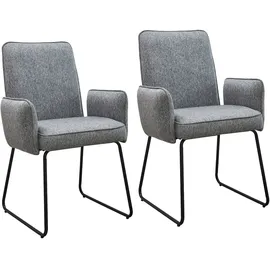 Svita ALBA 2er Set Esszimmerstühle Armlehnstuhl Polsterstuhl Stoffbezug Grau