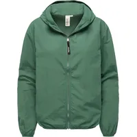 Ragwear Damen, Leichte Übergangsjacke Sommerjacke kurz mit Kapuze Vinzie B YOUMODO Pine Green Gr. S (36), grün, 100% Nylon, lässig geschnitten hüftlang, Ärmel ohne Ärmelschlitz elastischer Bund Gummizug, Jacken Outdoorjacke, mit
