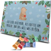 Mr. & Mrs. Panda Veganer Adventskalender Bär Morgenkaffee - Blau Pastell - Geschenk, für Ehemann, Ehefrau, Jahrestag, Hocheitstag, für Männer, ... - Blau