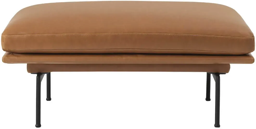 Muuto Outline Pouf, refine leder cognac / schwarz