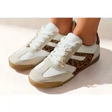 LASCANA Sneaker Damen Weiß/Leo 42