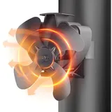 Holzofenventilator, 4 Geräuscharme Flügel, Kaminventilator, Zur Befestigung Am Rohr, Ofenventilator Für Kamin/holzofen/gas-/pelletofen, Mit 2 Befestigungsclips - Fdc