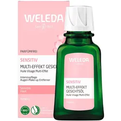 Weleda Sensitiv Multi-Effekt Gesichtsöl – Natürliches, parfümfreies Öl mit 3 Inhaltsstoffen für beruhigte Haut und Augen-Make-up-Entfernung