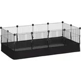 Modulares Kaninchenkäfig Mit 12 Stahlpaneelen, Kleintierlaufstall 120 X 60 Cm Mit Wasserdichter Matte, Schwarz