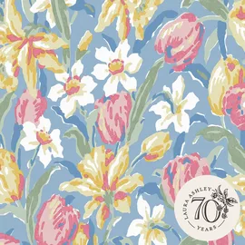 Laura Ashley Vliestapete Tulips China Blue Blau FSC®