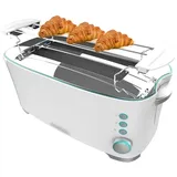 Cecotec Toaster Toast&Taste Extra Double W, 1350W Leistung, Doppel-Langschlitz für 2 Toasts, Automatische Abschaltung und Pop-up-Funktion, Edelstahl, Krümelablage, Selbstzentrierung