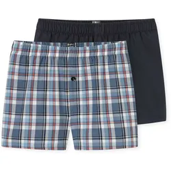 Webboxer SCHIESSER "Web-Boxershorts 2er Pack", Jungen, Gr. 140, blau, Obermaterial: 100% Baumwolle CO., Unterhosen