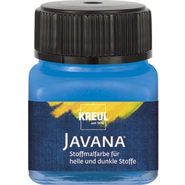 Kreul Javana Stoffmalfarbe für helle und dunkle Stoffe, 20 ml Glas blau, brillante Farbe auf Wasserbasis, pastoser Charakter, zum Stempeln und Schablonieren, nach Fixierung waschecht
