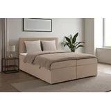 ks home concept Boxspringbetten mit Bettkasten VELLIS 180x200, Taschenfederkern Matratze, Beige - Beige