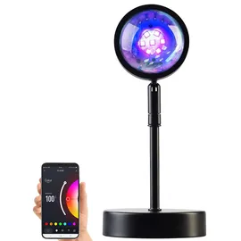 Luminea Home Control Smart RGB-Sonnenuntergangs-LED-Projektionslicht, 15 W, 180°, WLAN, App