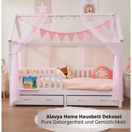 ALAVYA HOME 4 tlg. Deko-Set Polyester 150x340cm - mit Lichterkette I Rosa - Rosa