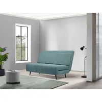 Schlafsofa ANDAS "Linnea in Cord und Feinstruktur" Sofas Gr. B/H/T: 140cm x 87cm x 89cm, Webstoff fein, blau (petrol) Daybed mit aufklappbarer Liegefläche