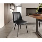 DELIFE Esszimmerstuhl Elso-Flex Echt-Leder Schwarz 4-Fuß konisch Schwarz Taschenfederkern, Esszimmerstühle