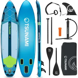 Stand Up Paddling Board zum Paddeln Aufgeblasen universal TSUNAMI  T15 350 cm blau|gelb 350 CM