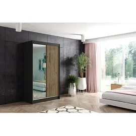 altdecor Kleiderschrank Vilan 120 x 215 x 61 cm Schwarz/Eiche Wotan