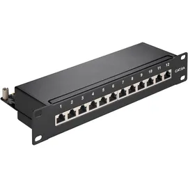 goobay CAT 6A Patch Panel 10 Zoll 12 Port Schwarz