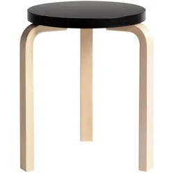Artek - 60 Hocker, schwarz lackiert / Birke natur