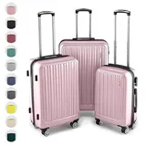 Easy Move ABS Hartschalenkoffer [ERGONOMISCH & SICHER] - Großer Trolley Koffer mit 360° Rädern, Zahlen Schloss - reisekoffer groß, hartschalenkoffer, Luggage (Pink, Set) *