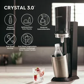 Sodastream Crystal 3.0 schwarz + 2 Glaskaraffen + Zylinder