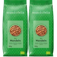 Mundo Feliz Ganze Mandeln aus Bio-Anbau, 2 x 500 g (Packung mit 2)