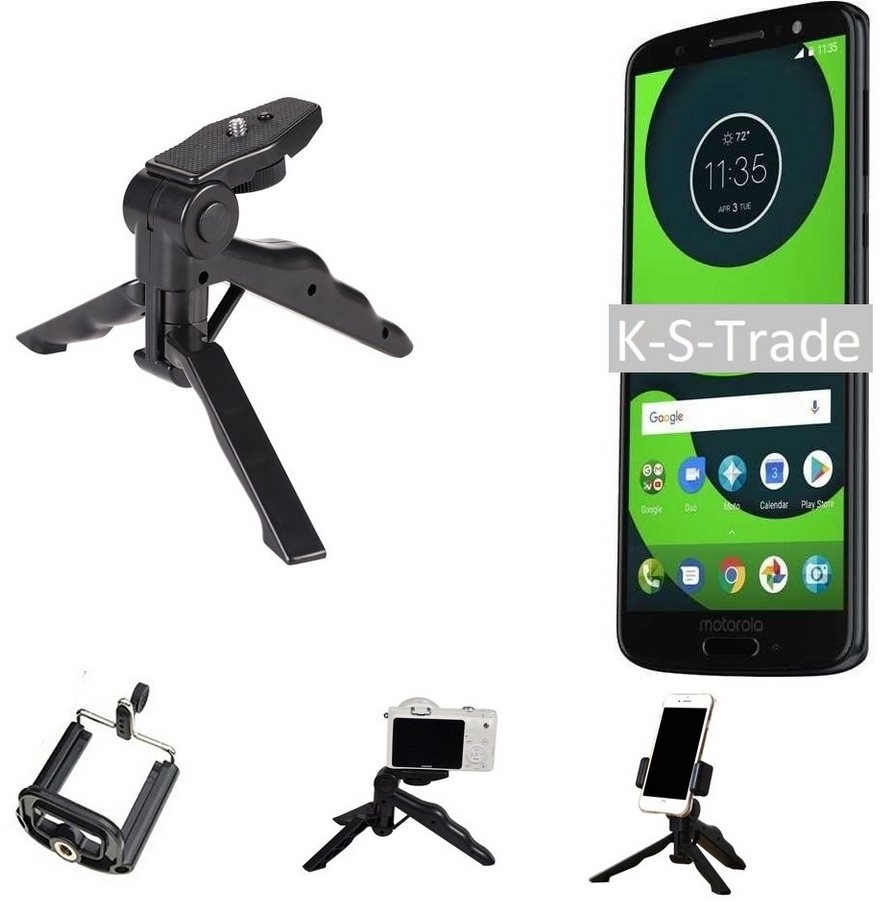 K-S-Trade für Motorola Moto G6 Smartphone-Halterung, (Stativ Tisch-Ständer Dreibein Handy-Stativ Ständer Mini-Stativ) schwarz