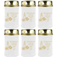 HS Candle Grabkerze GK-04210 (6-tlg), Grabkerze Brenndauer 48 Stunden mit Motiven