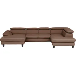 Wohnlandschaft HOME AFFAIRE "Pilot U-Form", braun, B:331cm T:108cm, Sofas, mit Kopfteilverstellung, wahlweise mit Bettfunktion und Bettkasten