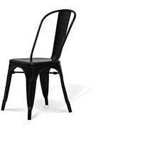 EUROSILLA HKM001N-4 HKM001, Packung mit 4 Stühlen, aus Metall, stapelbar, Schwarz