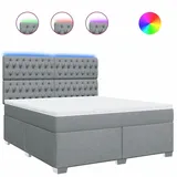 vidaXL Boxspringbett mit Matratze Hellgrau 180x200 cm Stoff