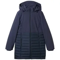 Tom Tailor Damen Hybrid Mantel mit Kapuze, blau, Uni,