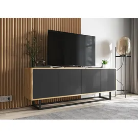 meble lindner Apollo2 TV-Lowboard 150 cm Schwarz Matt