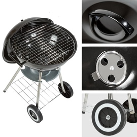 Tectake tectake® Kugelgrill, mit 2 Rädern, mit Ablage, Ø 41,5 cm