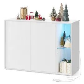 songmics home Sideboard  Beleuchtet  Weiß