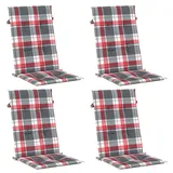vidaXL Gartenstuhlauflagen 4 Stk. Rot Karomuster 120x50x4 cm