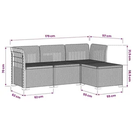 vidaXL 4-Sitzer Garten Sofa Rattan Look 0 x 0 x 0 cm Weiß