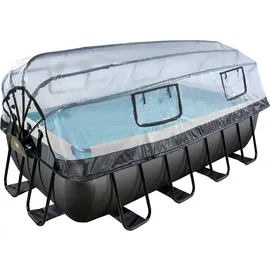 EXIT TOYS Black Leather Pool Set 400 x 200 x 100 cm inkl. Sandfilter, Abdeckung und Wärmepumpe