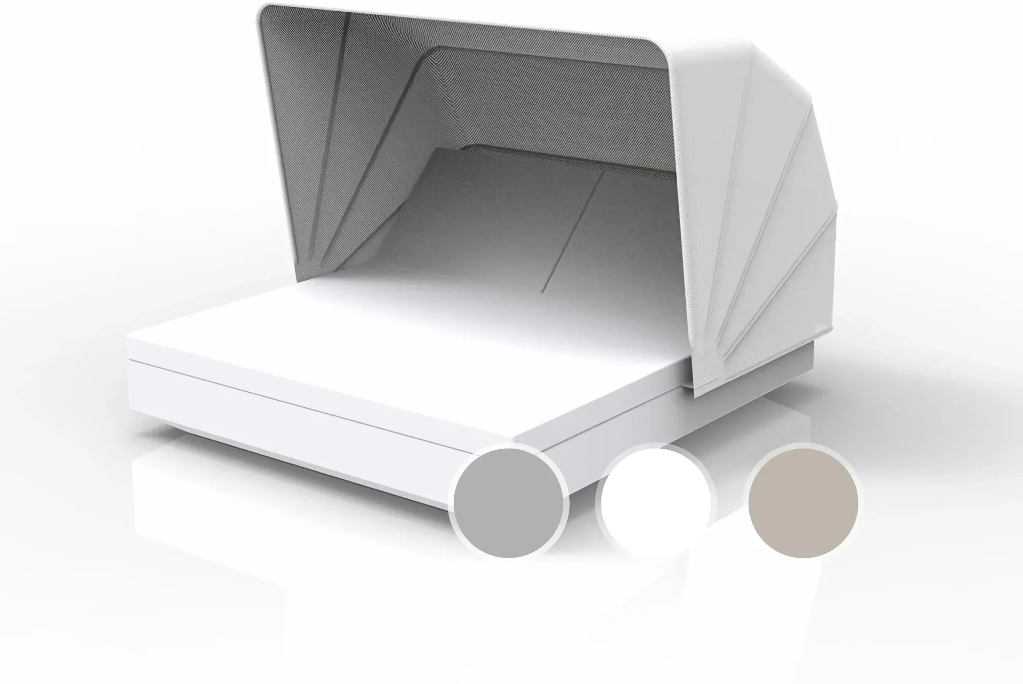 Vondom »VELA« Outdoor Daybed eckig mit 2 verstellbaren Rückenlehnen inkl. Faltdach White mit Bezug Silvertex White 4004 / Lackiert Hochglanz /